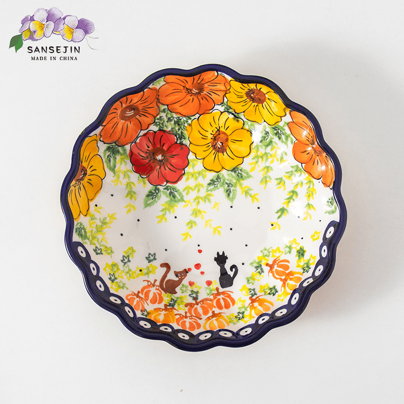 新疆包邮【如意南瓜】欧式6英寸小碟分餐盘陶瓷手绘釉下彩4只装