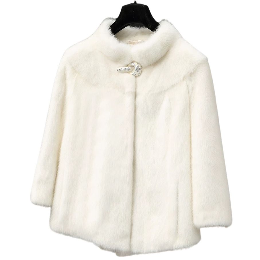 女士时尚百搭貂皮大衣秋冬保暖皮草水貂外套