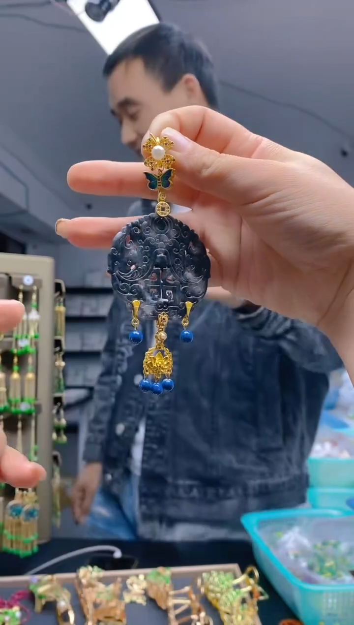 【闪购商品】翡翠耳饰合金0464翡翠压襟