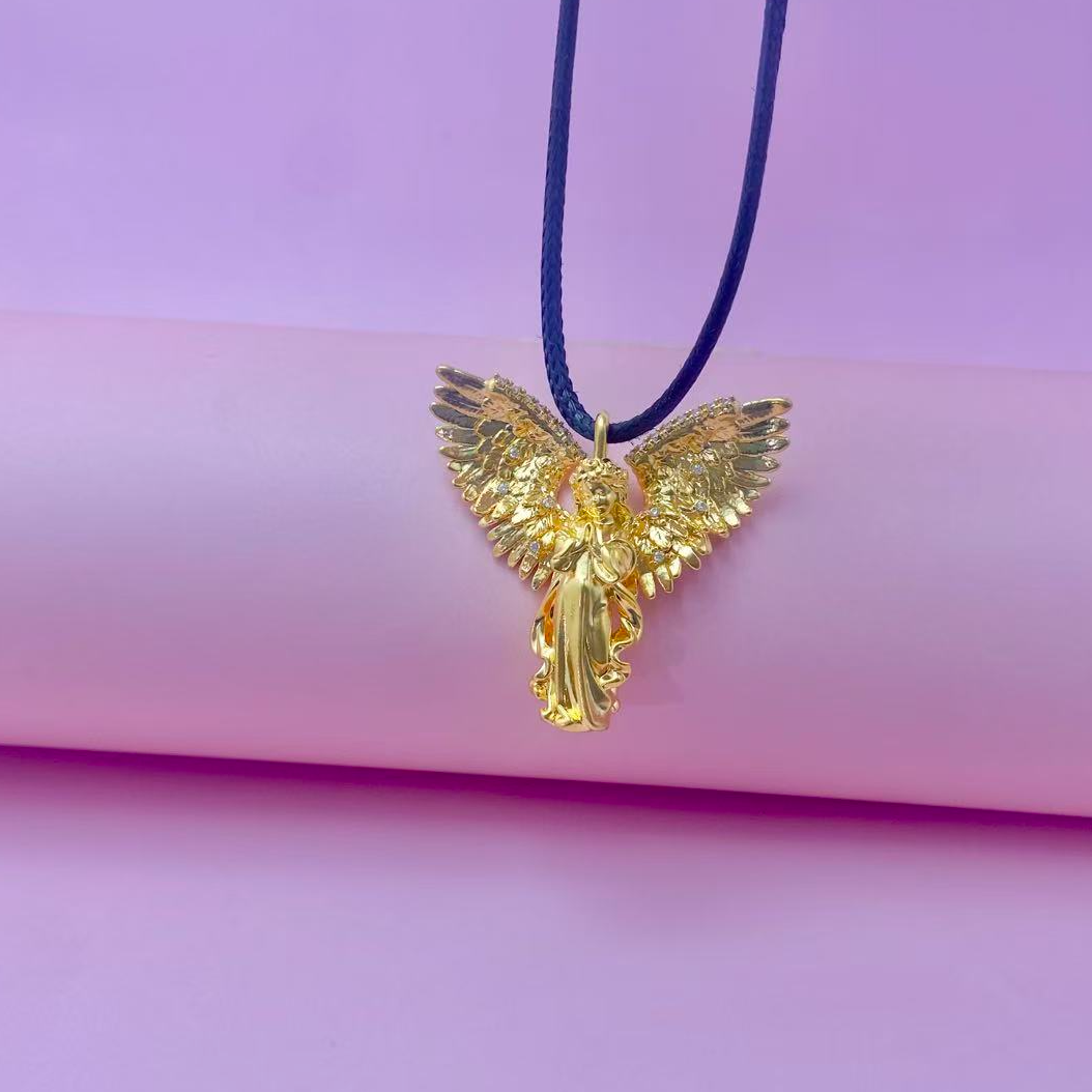 爱恋珠宝足金守护天使吊坠复古精致设计感~~