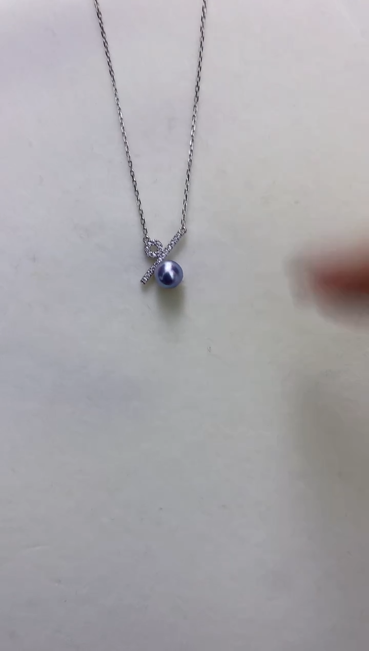 银S925镶嵌DA海水珍珠 GD181 灰珠套链7-8MM
