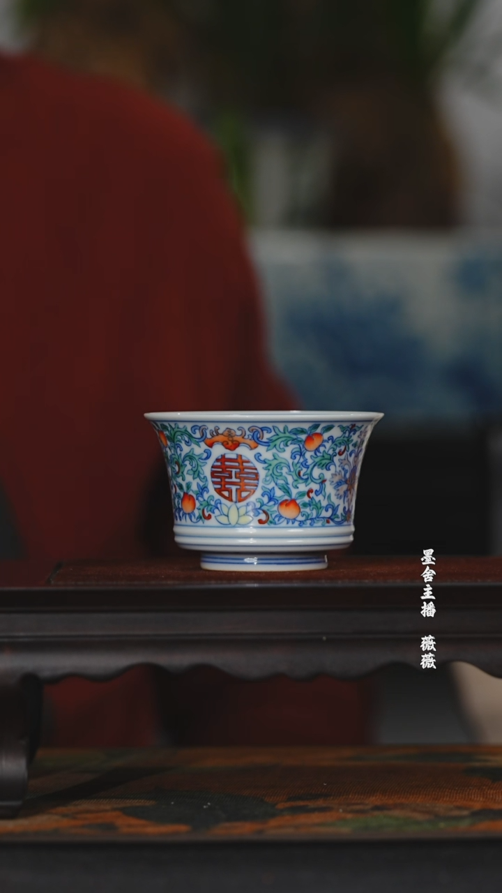 【闪购商品】涂杏花斗彩福禄寿喜杯@@txh506