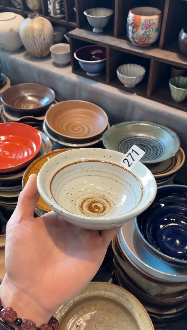 瓷片晴271白麻点双圆碗4个