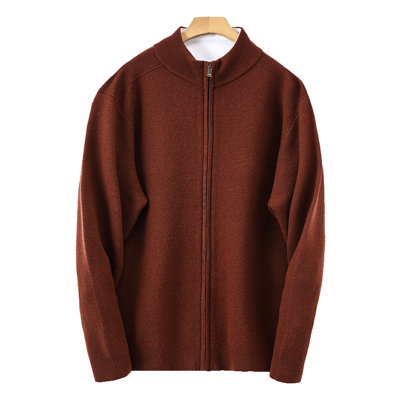 100%精纺羊毛开衫男半高领秋冬加厚针织外套拉链毛衣930DK59826