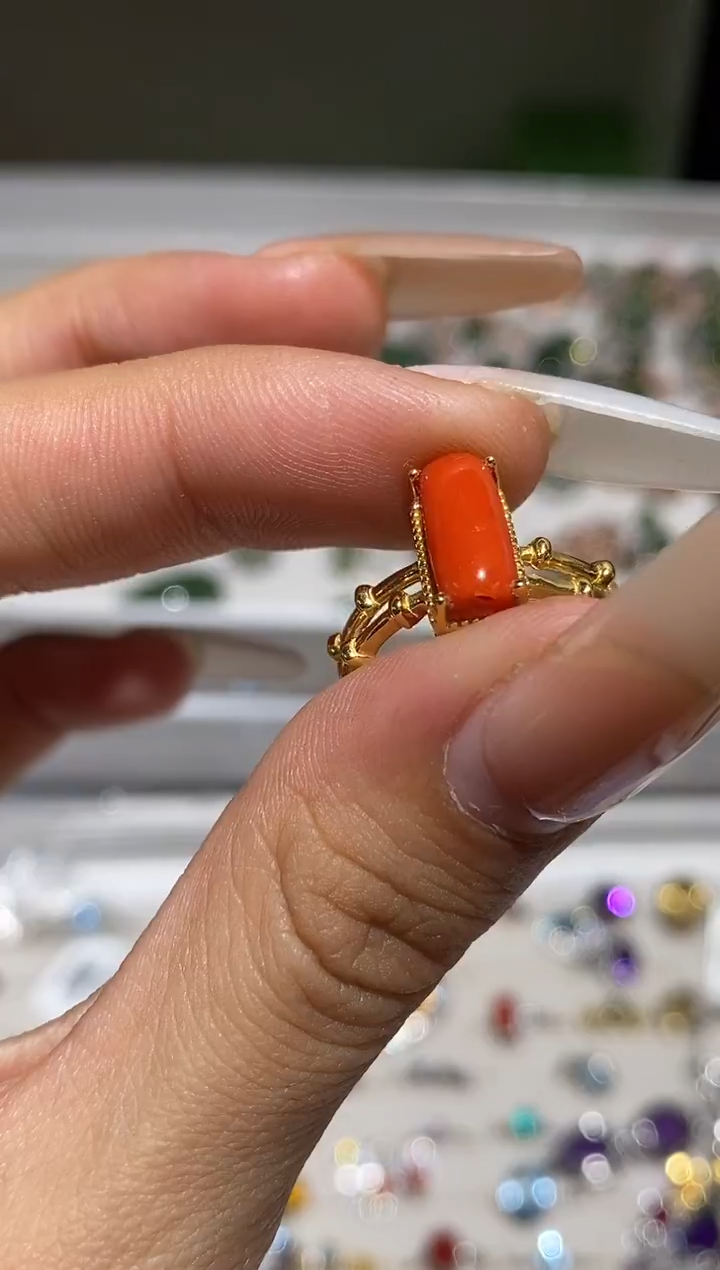 无925银海里红戒指