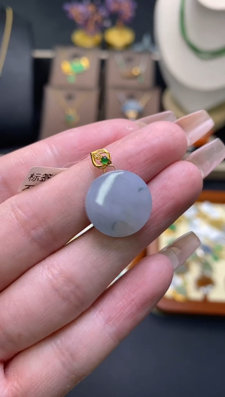 【闪购商品】翡翠颈饰18K金镶嵌净货13286