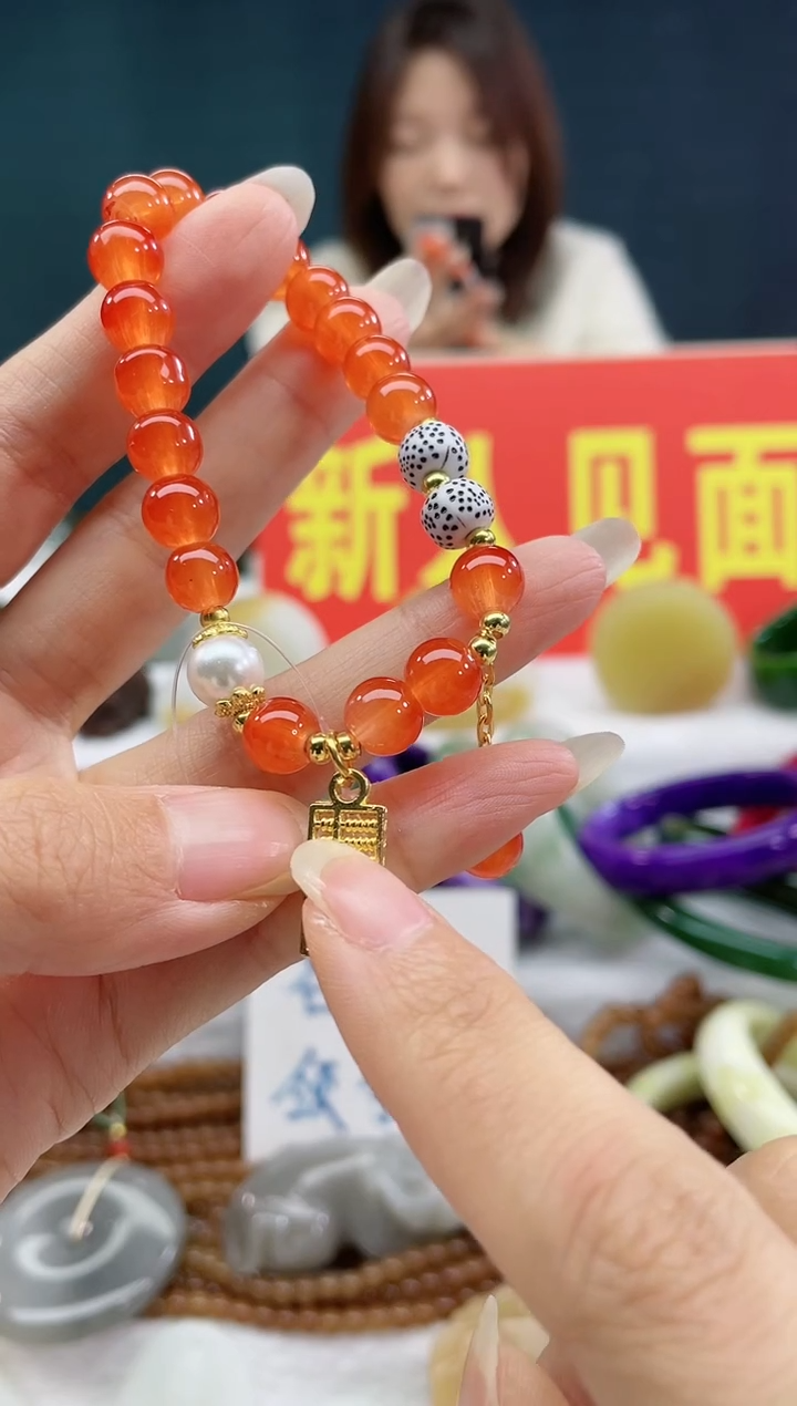 【闪购商品】玛瑙/玉髓手链合金8