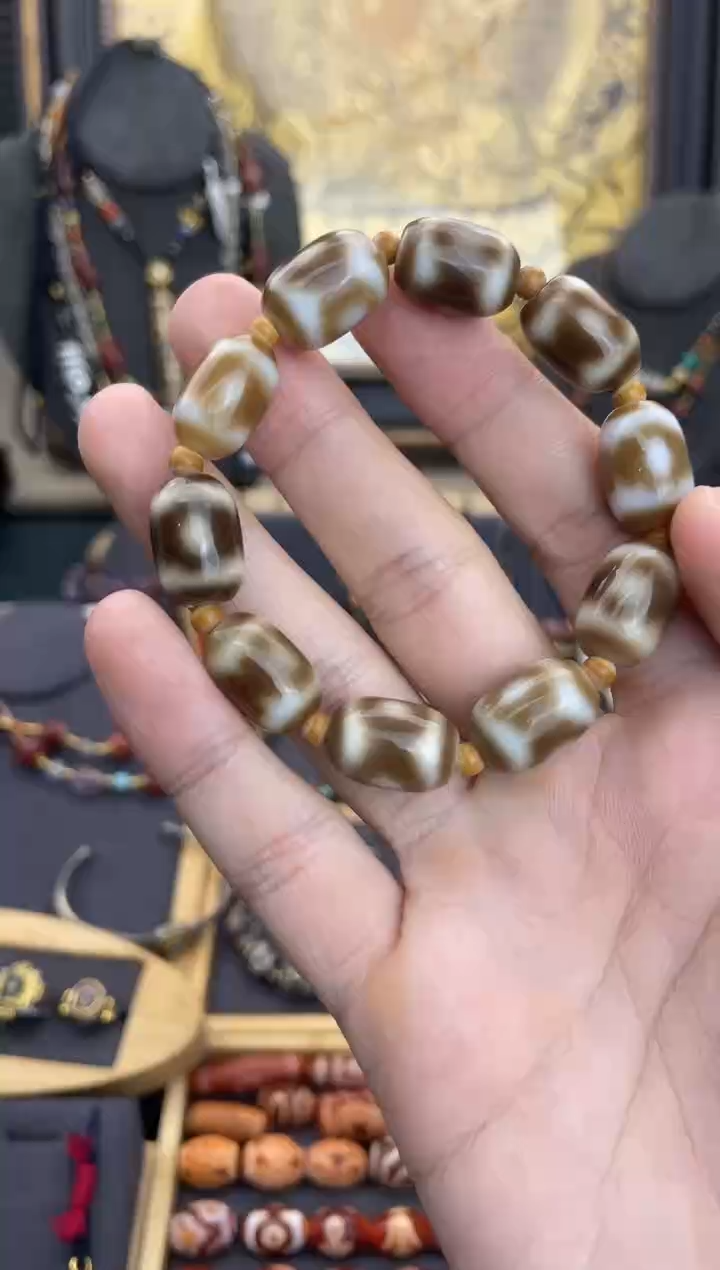 玛瑙/玉髓颈饰未镶嵌精品坛城三眼手串