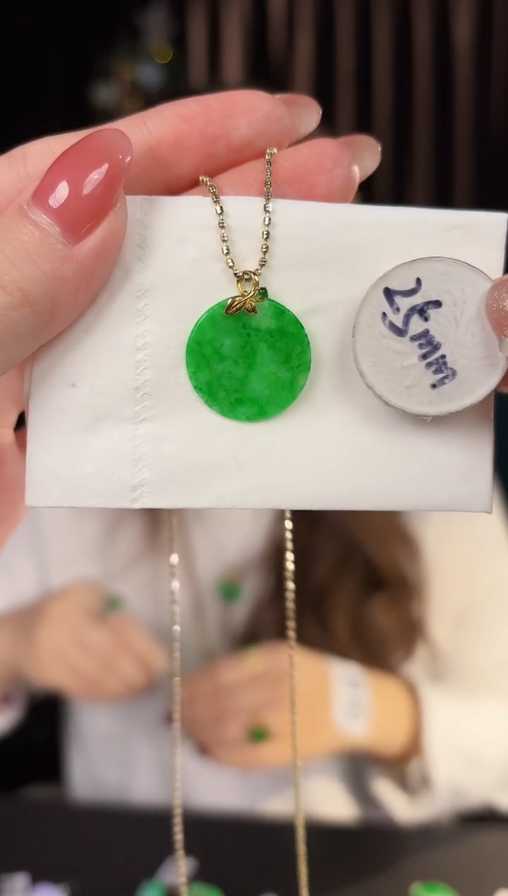 【闪购商品】翡翠吊坠(不含链)18K金镶嵌缅料A货/支持复检/一件