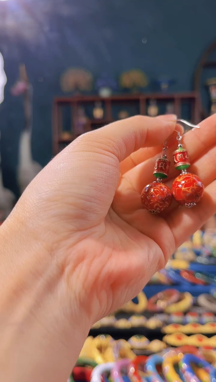 【闪购商品】非遗绝技 犀皮漆耳环 红