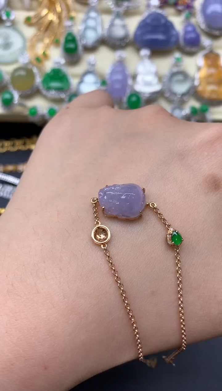 18K金镶嵌手链翡翠253-中国好珍宝