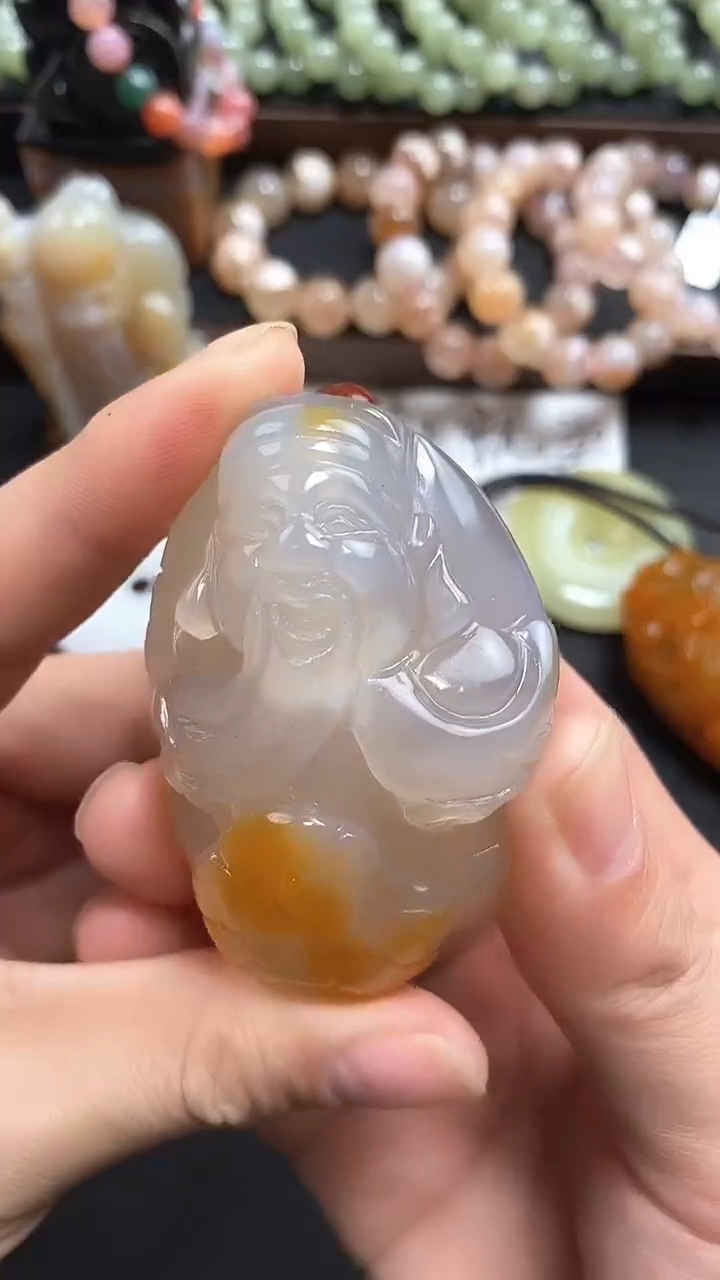 【闪购商品】玛瑙/玉髓财神未镶嵌手把件