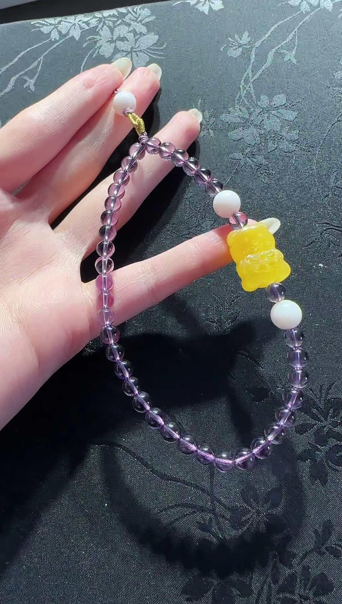 【闪购商品】紫晶手机链未镶嵌紫水晶蜜蜡小熊手机链