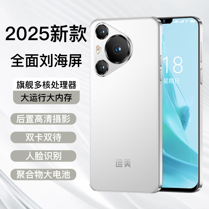 【官方正品】全新智能大屏全网通双卡双待品牌手机迪美256黑白