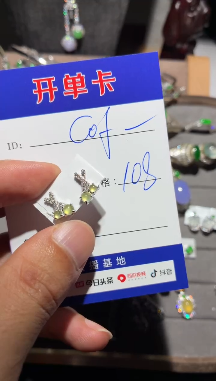 银S925镶嵌翡翠耳饰c****ecoffee