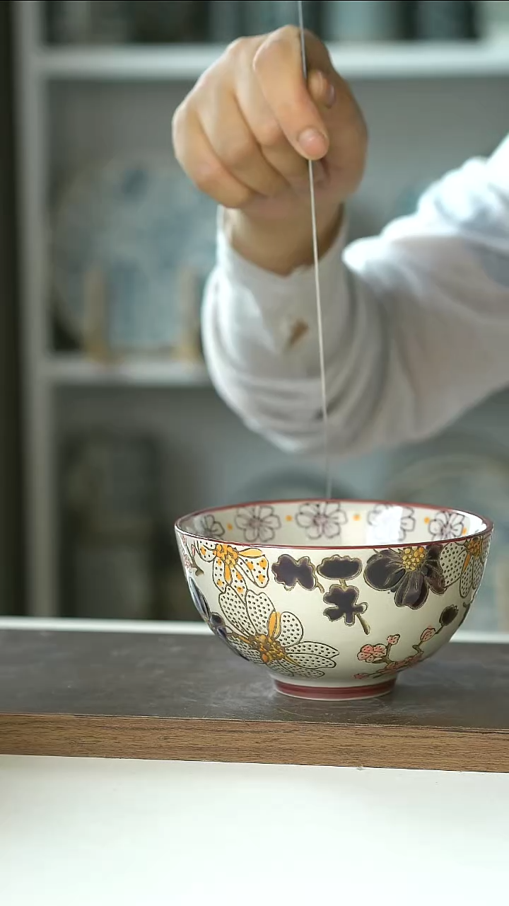 粗陶微瑕手绘山梅牡丹米饭碗12cm@4-2@
