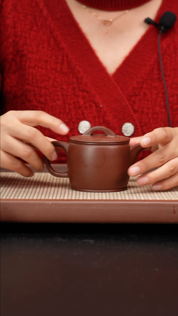 【闪购商品】紫砂茶壶全手工龙血砂汉瓦刻绘160