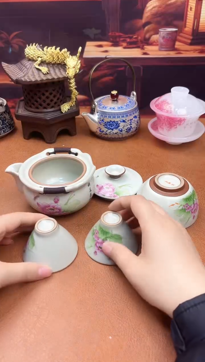 陶瓷茶具摆件旅行套组