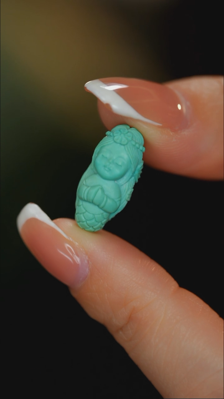 【闪购商品】绿松石吊坠未镶嵌绿松人鱼公主吊坠【CH295X188】