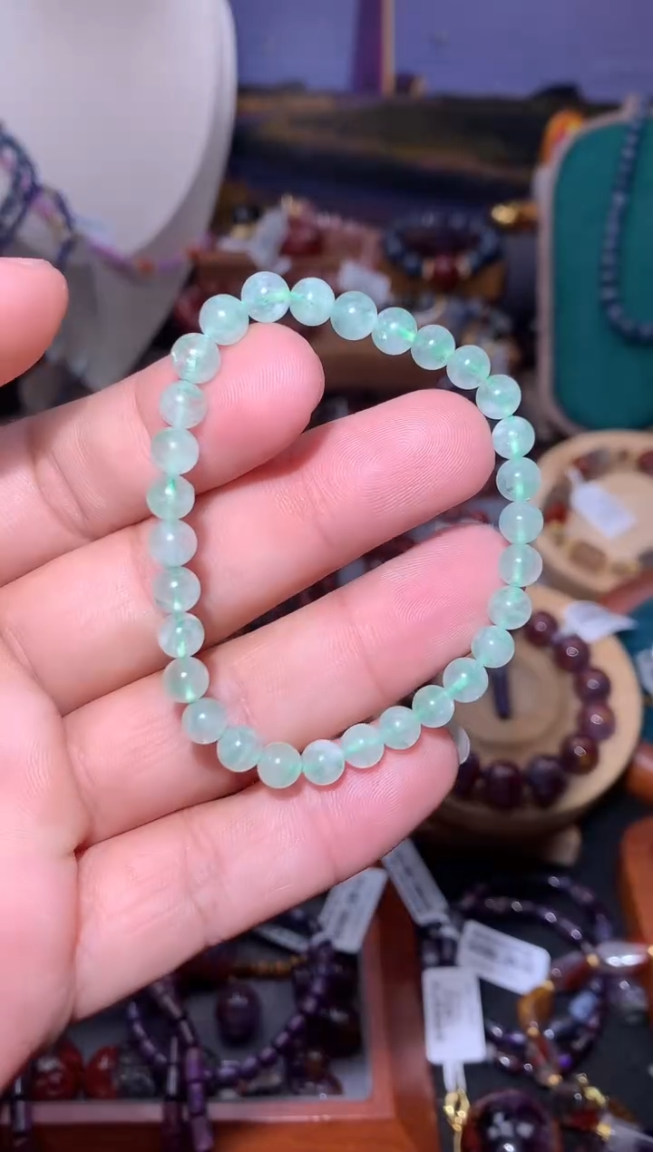 未镶嵌珠宝半成品水晶翠幽灵圆珠手串