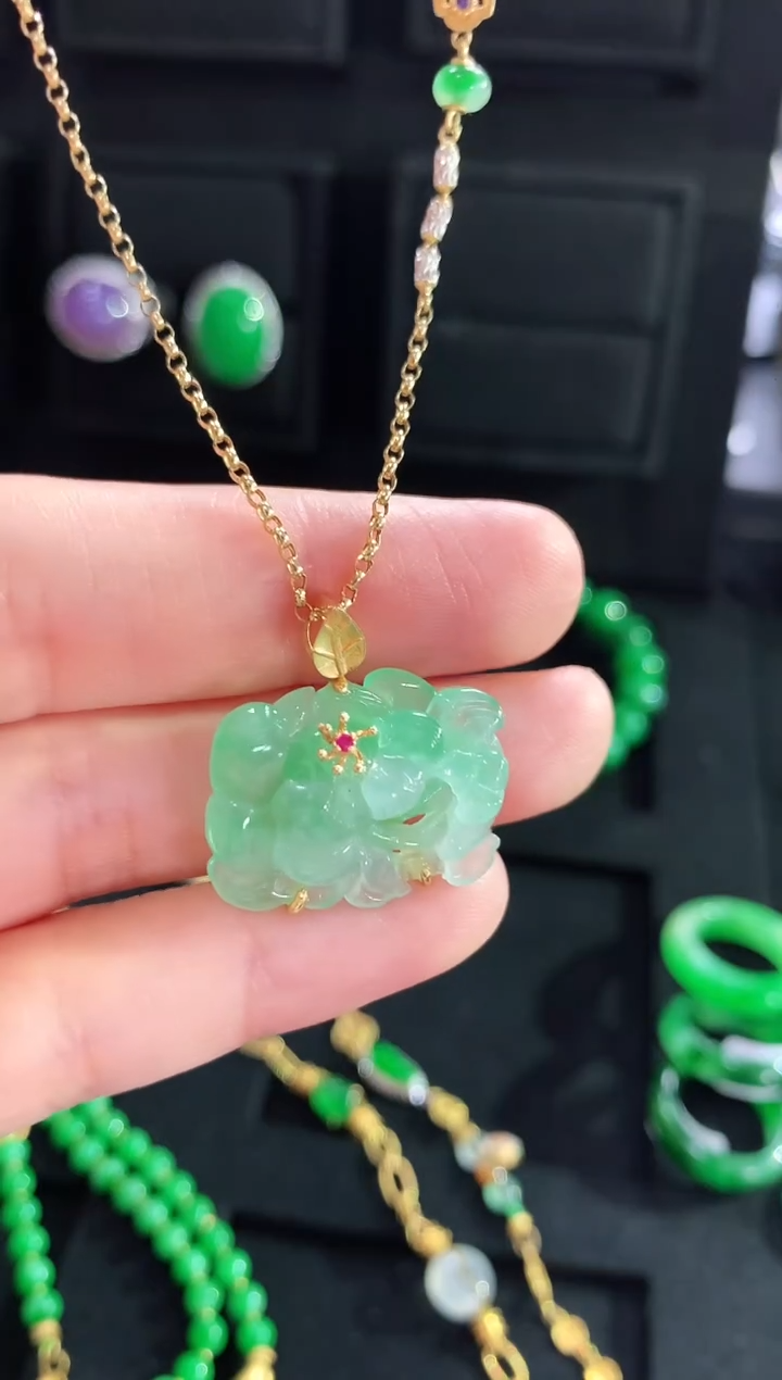 【闪购商品】翡翠18K金镶嵌吊坠(不含链)吊坠