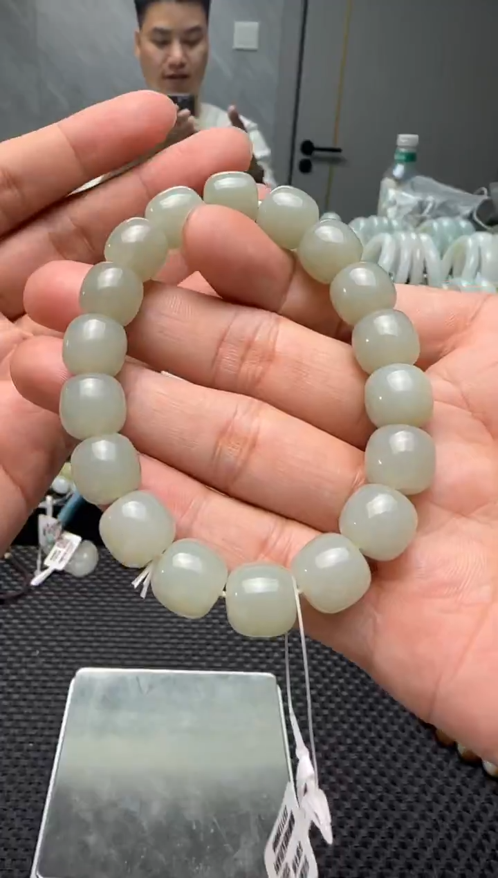 未镶嵌手串和田玉青白玉手串卡11x12