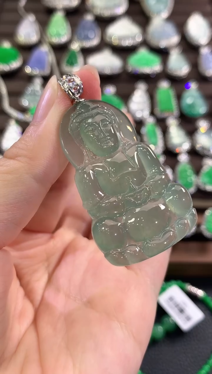 吊坠(不含链)18K金镶嵌翡翠b160