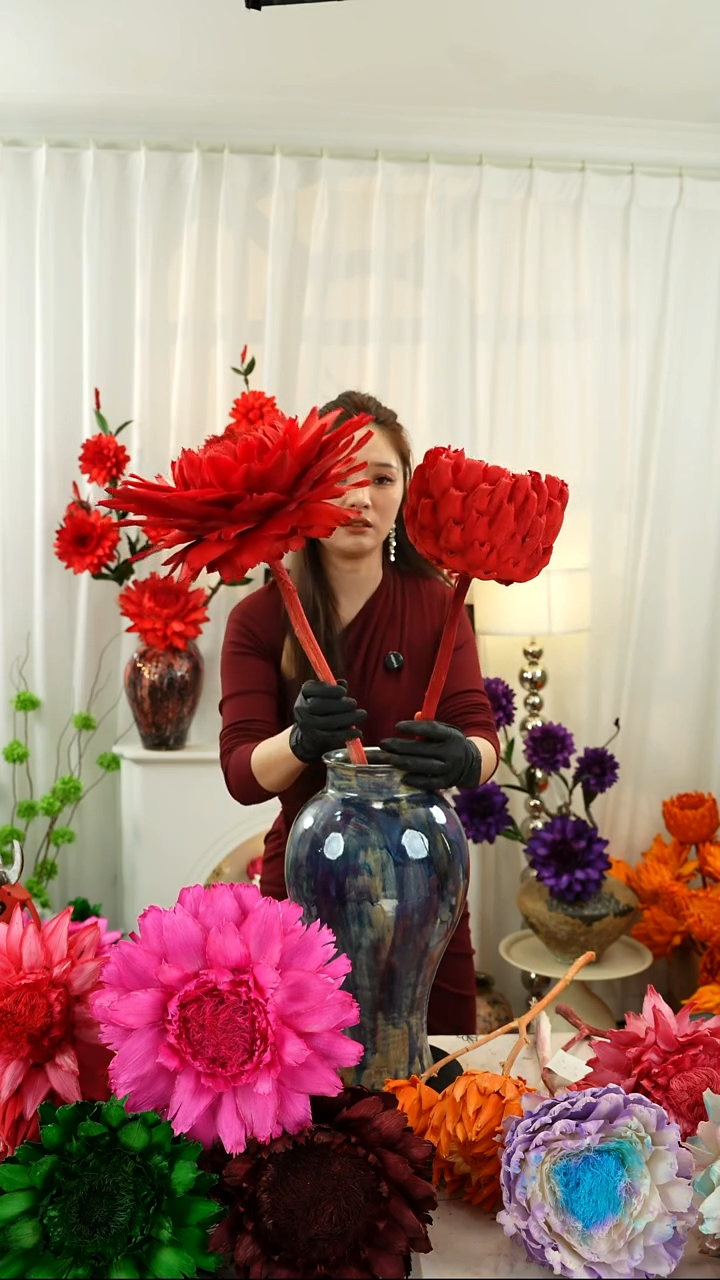 永生洋蓟霸王花2个头叶片微瑕【中国红】A11