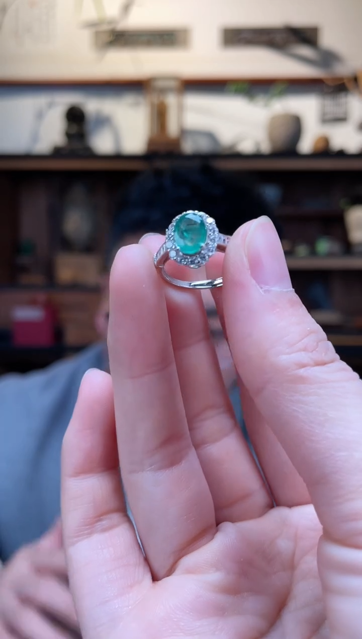 【闪购商品】祖母绿戒指银S925镶嵌祖母绿戒指*5CBGF多样性发一