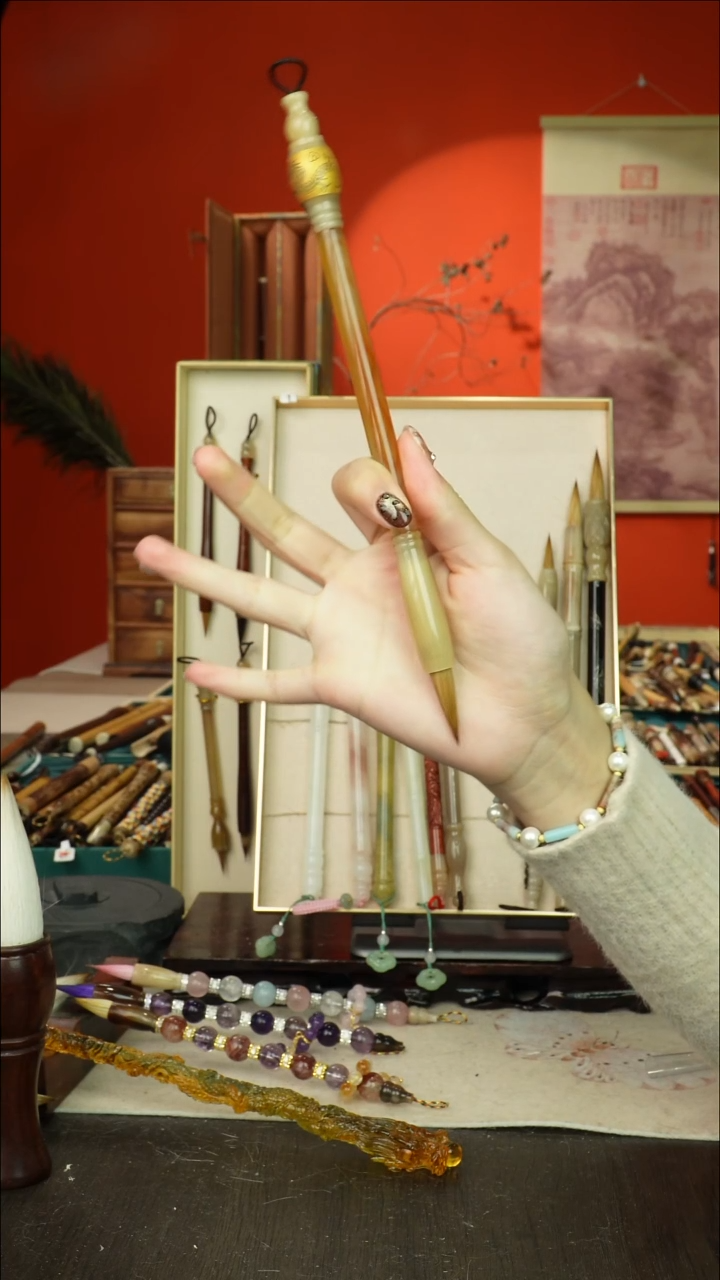 57号闪孤品高货毛笔链接 清水试笔 蘸墨不退