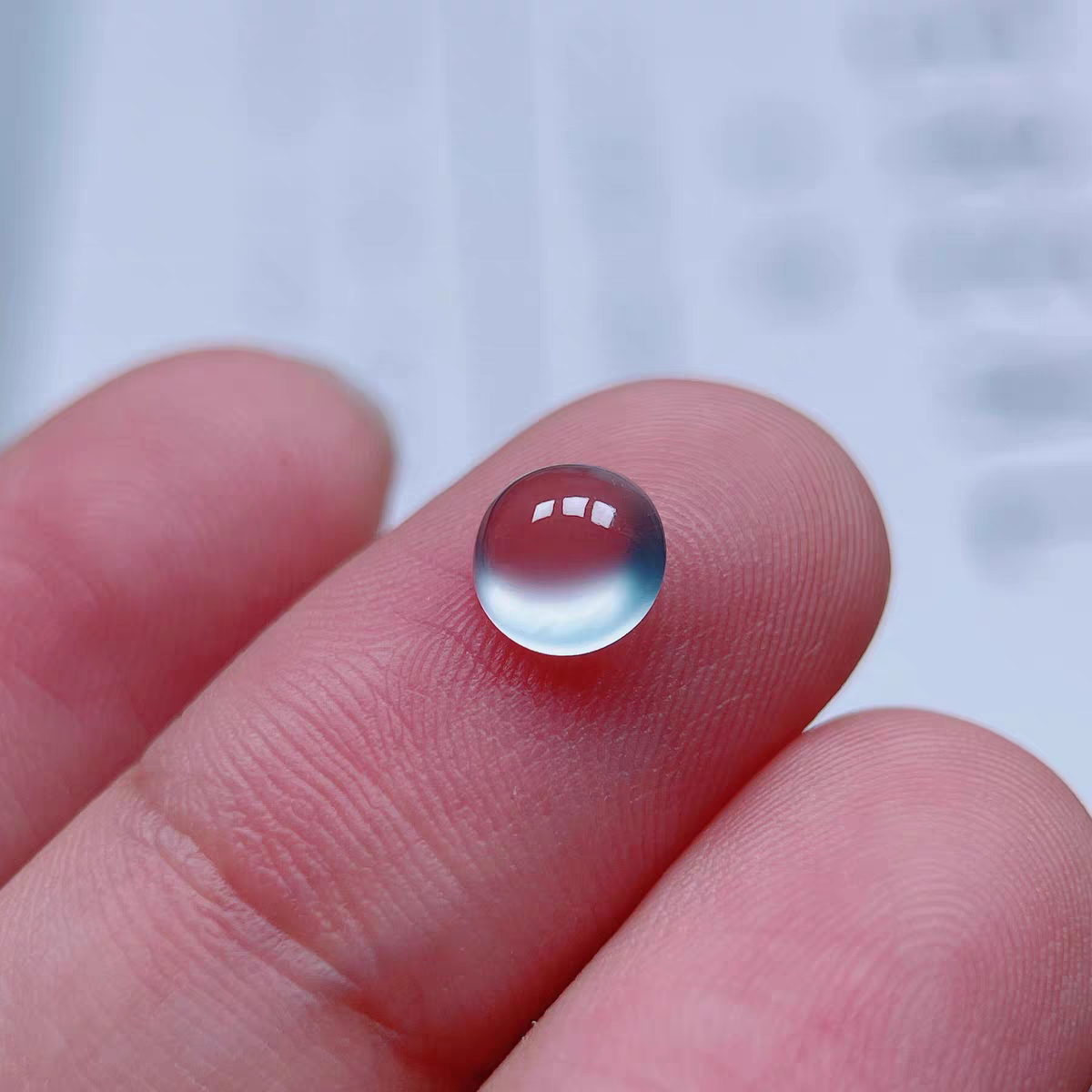 天然A货缅甸翡翠老坑玻璃种蛋面小钢炮可镶嵌18K戒指6.5*3.6mm