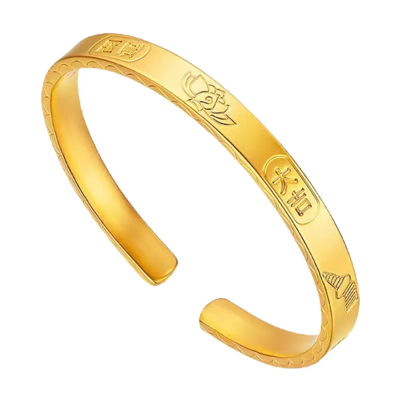 合金手镯 精工版开口吉言手镯简约实心经典