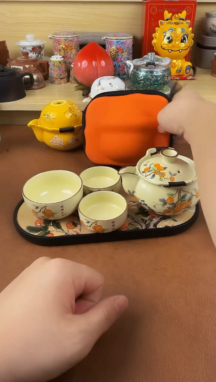 陶瓷茶具摆件旅行套组