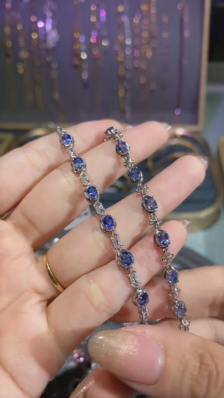 【闪购商品】蓝宝石手链18K金镶嵌手链