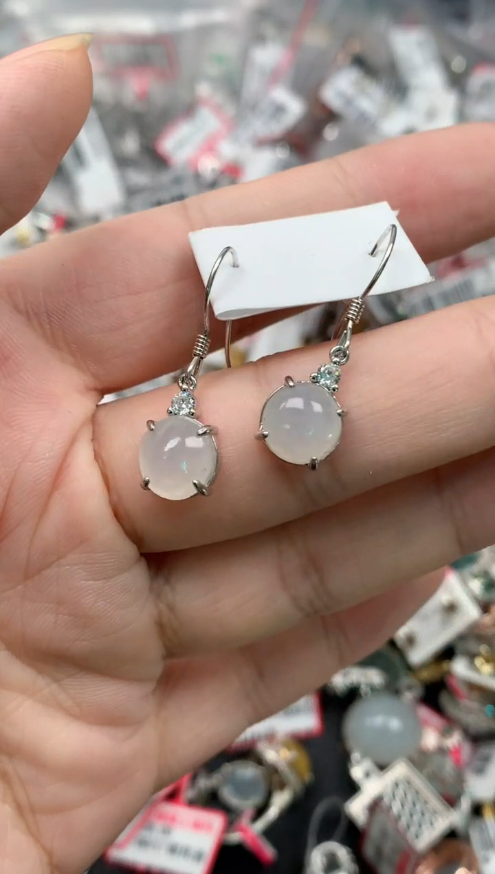 翡翠戒指银S925镶嵌天然A货缅甸翡翠