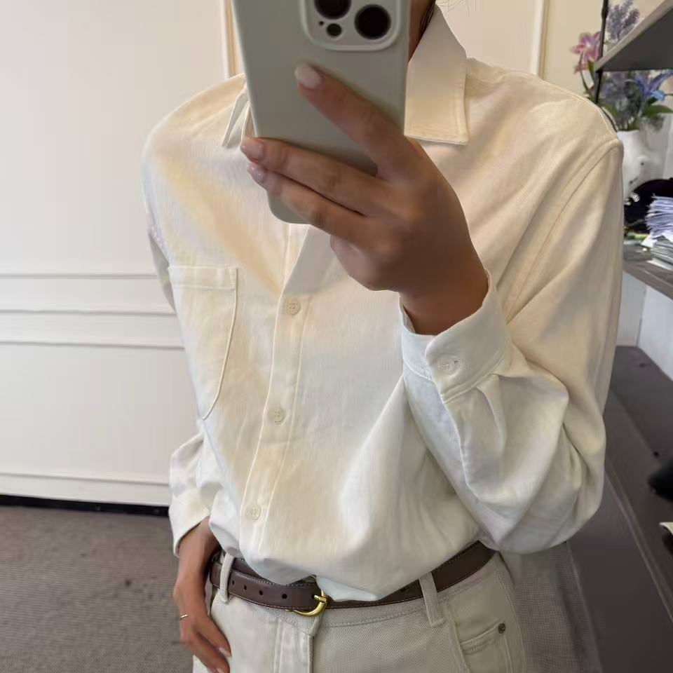 张妍LUNA 双面磨绒高支纯棉柔软亲肤韩版时尚百搭衬衫699