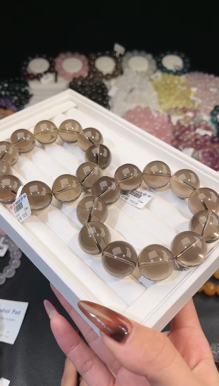 【闪购商品】水晶手链未镶嵌多样性发一茶晶22mm