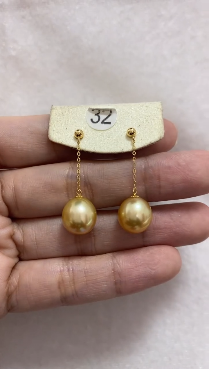【闪购商品】海水珍珠耳饰18K金镶嵌金珠