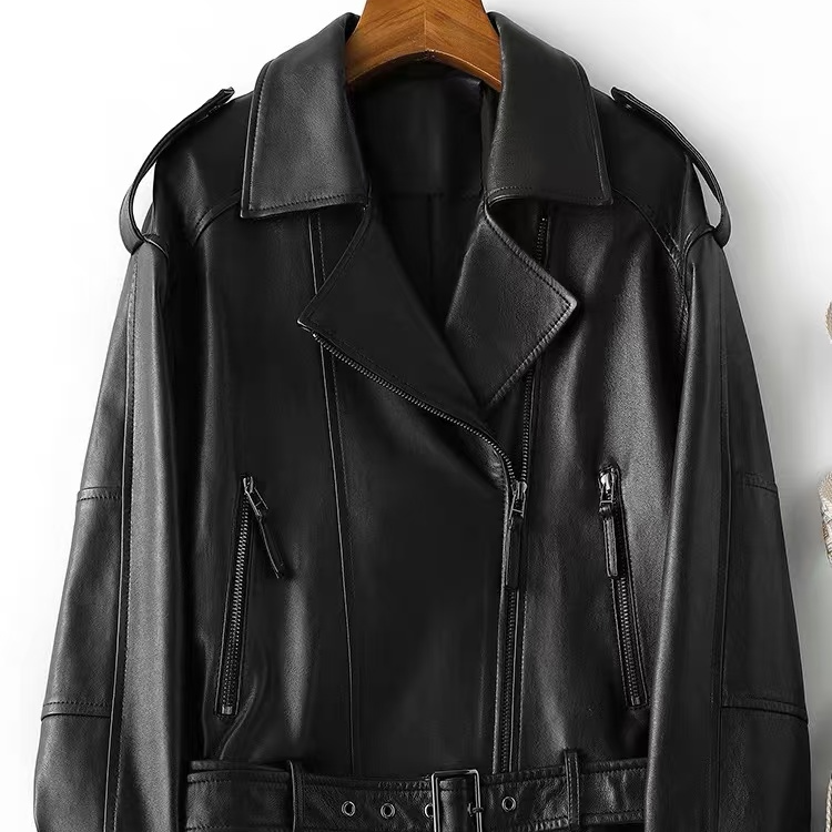 皮衣春秋季工装风标准时尚修身机车服百搭翻领短外套上衣