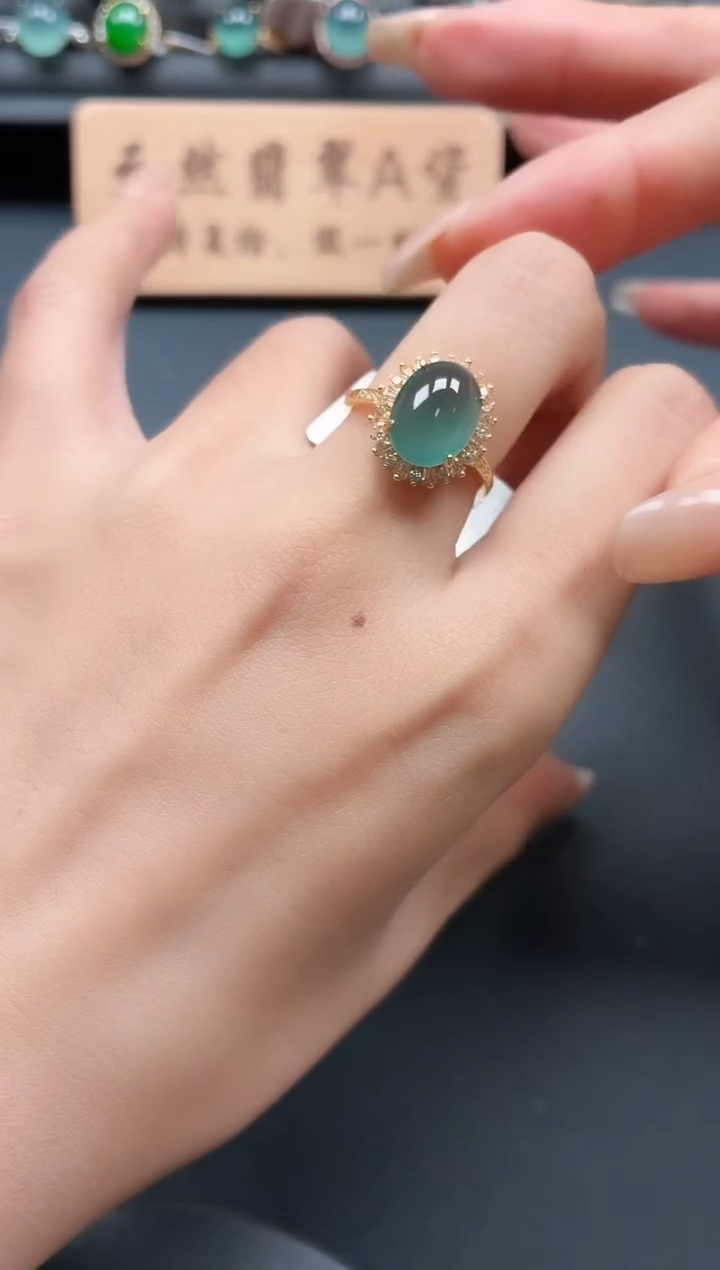 银S925镶嵌戒指翡翠111