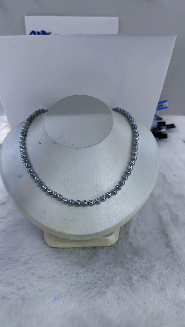 未镶嵌海水珍珠DA海水灰珠串链5-6 y389