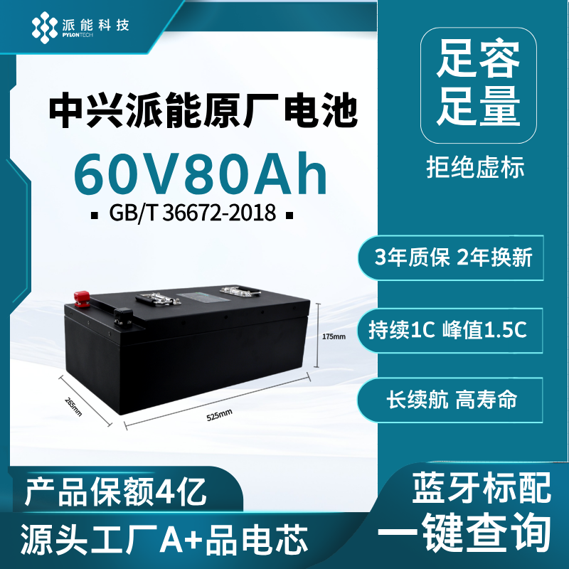 派能科技6080-大容量锂电池适用于两轮三轮车