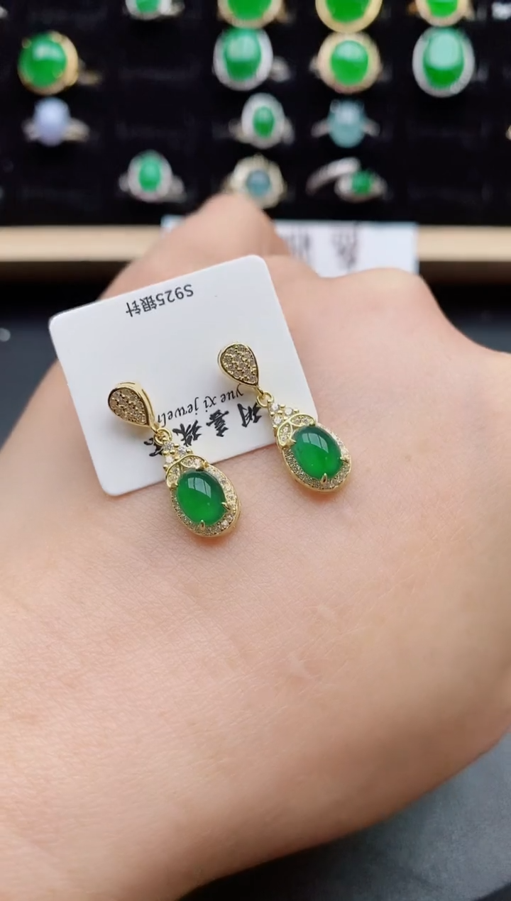 【闪购商品】翡翠耳饰银S925镶嵌21212