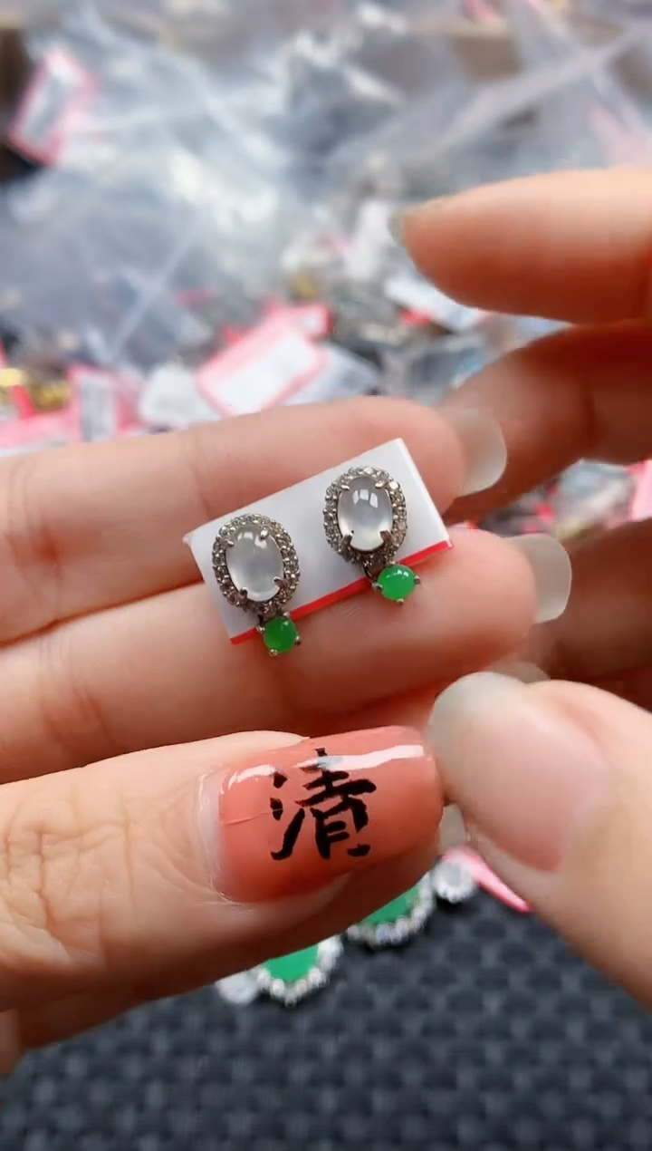 银S925镶嵌戒指翡翠天然A货缅甸翡翠