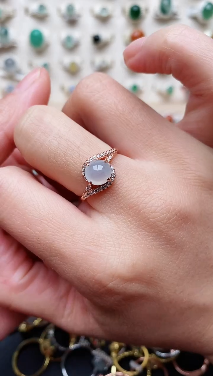 【闪购商品】翡翠戒指银S925镶嵌天然翡翠111 7+