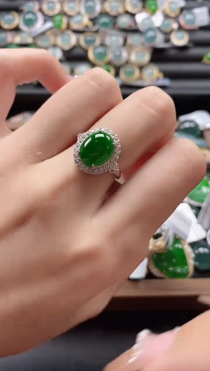 【闪购商品】翡翠戒指银S925镶嵌515111