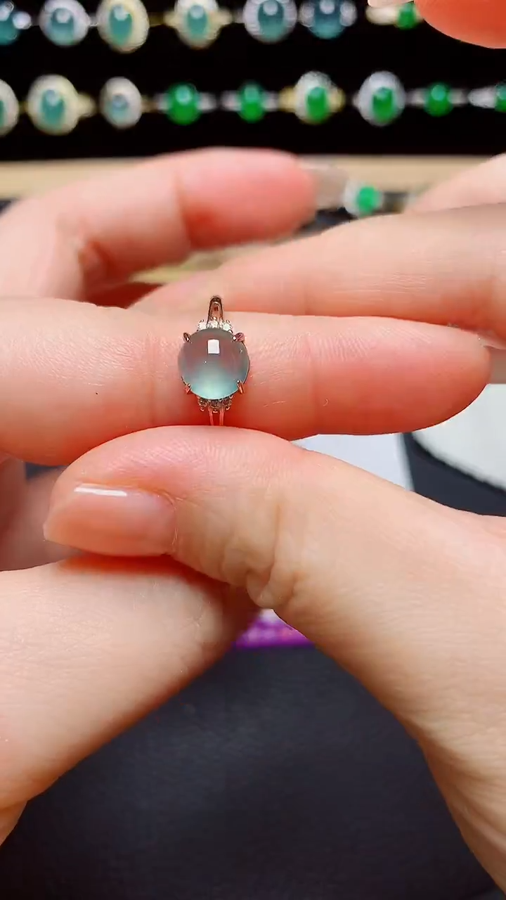 翡翠戒指银S925镶嵌天然翡翠A货s925银镶