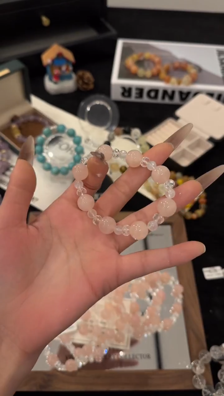 未镶嵌手链水晶粉水晶x3371