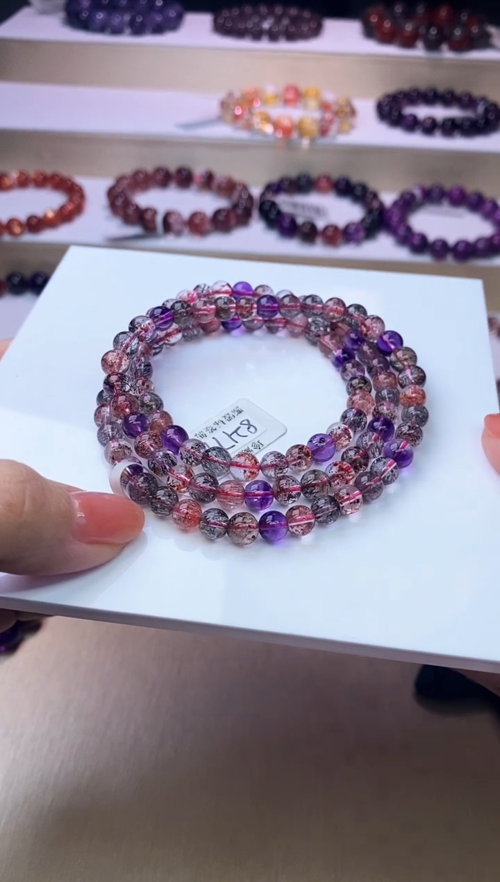 【闪购商品】水晶手链未镶嵌黑加仑超七多圈6m+