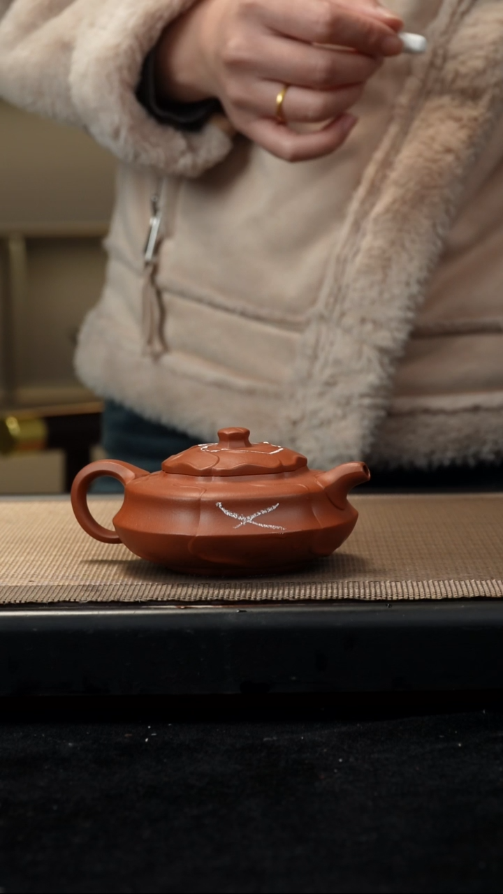 紫砂茶盏生砂朱泥风隐居士160CC微瑕